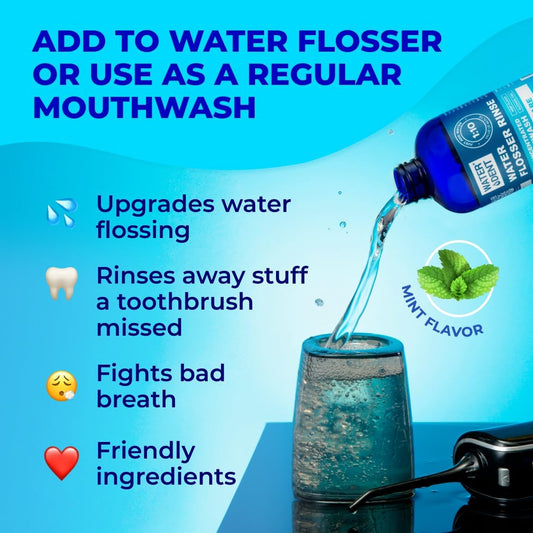 WATER DENT Water osser Rinse, IRRIGANT, Concentrate Mouthwash 1:10 = 44 ., Travel Size, Add to Water osser, Mint avor, Alcohol Free, uoride Free