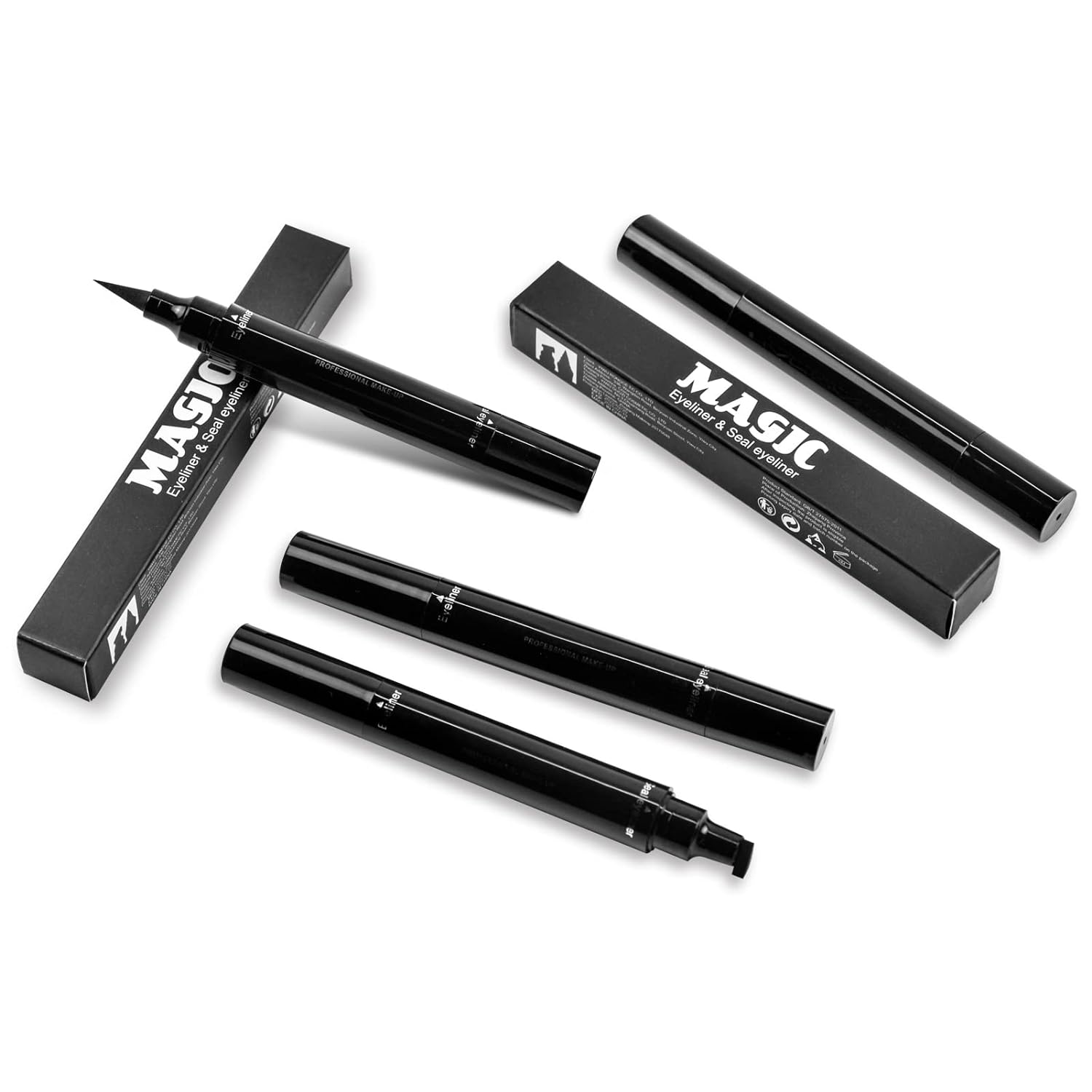 POLARHAWK 4Pcs Eyeliner Stamp, Double-headed Winged Eyeliner Stamp, Waterproof and Smudge Proof Liquid Eyeliner Pen, Easy Cat Eye Liner Stamp - Long Lasting and Fast Drying