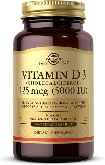 Solgar Vitamin D3 (Cholecalciferol) 125 Mcg (5000 Iu), 240 Vegetable C