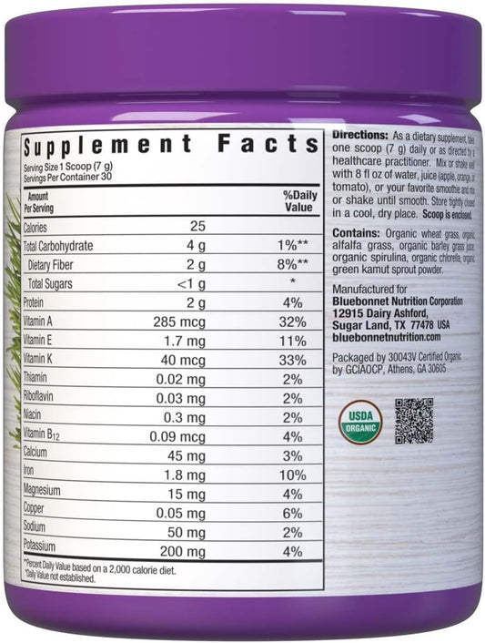Bluebonnet Nutrition Super Earth Organic, Green Powder, 7.4 Oz