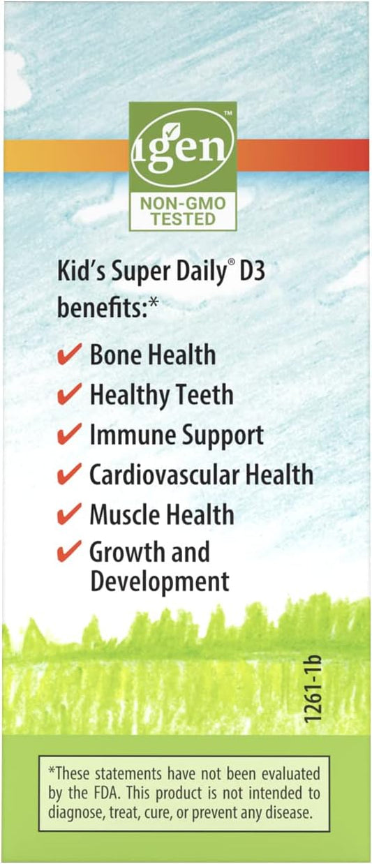 Carlson - Kid's Super Daily D3, Kids Vitamin D Drops, 600 IU (15 mcg) per Drop, Vegetarian, Liq Vitamin D Drops for Kids, Unavored, 90 Drops (2.54 mL)