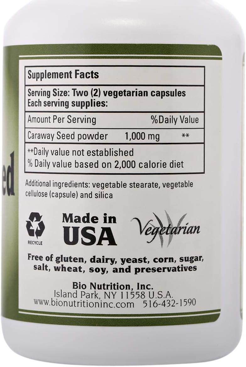 Bio Nutrition Caraway Seed 1 000 mg - 1000 mg - 60 Vegetarian Capsules