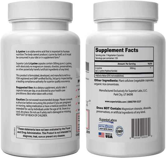 Superior Labs ? Best L-Lysine NonGMO - Dietary Supplement ?5