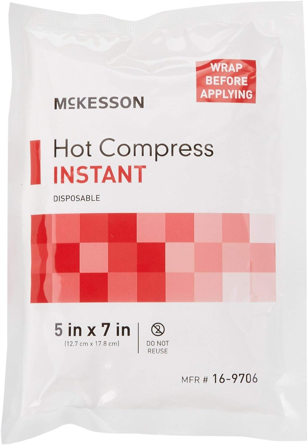 McKesson Hot Compress, Instant Hot Pack, Disposable, 5 in x 7 in, 1 Co