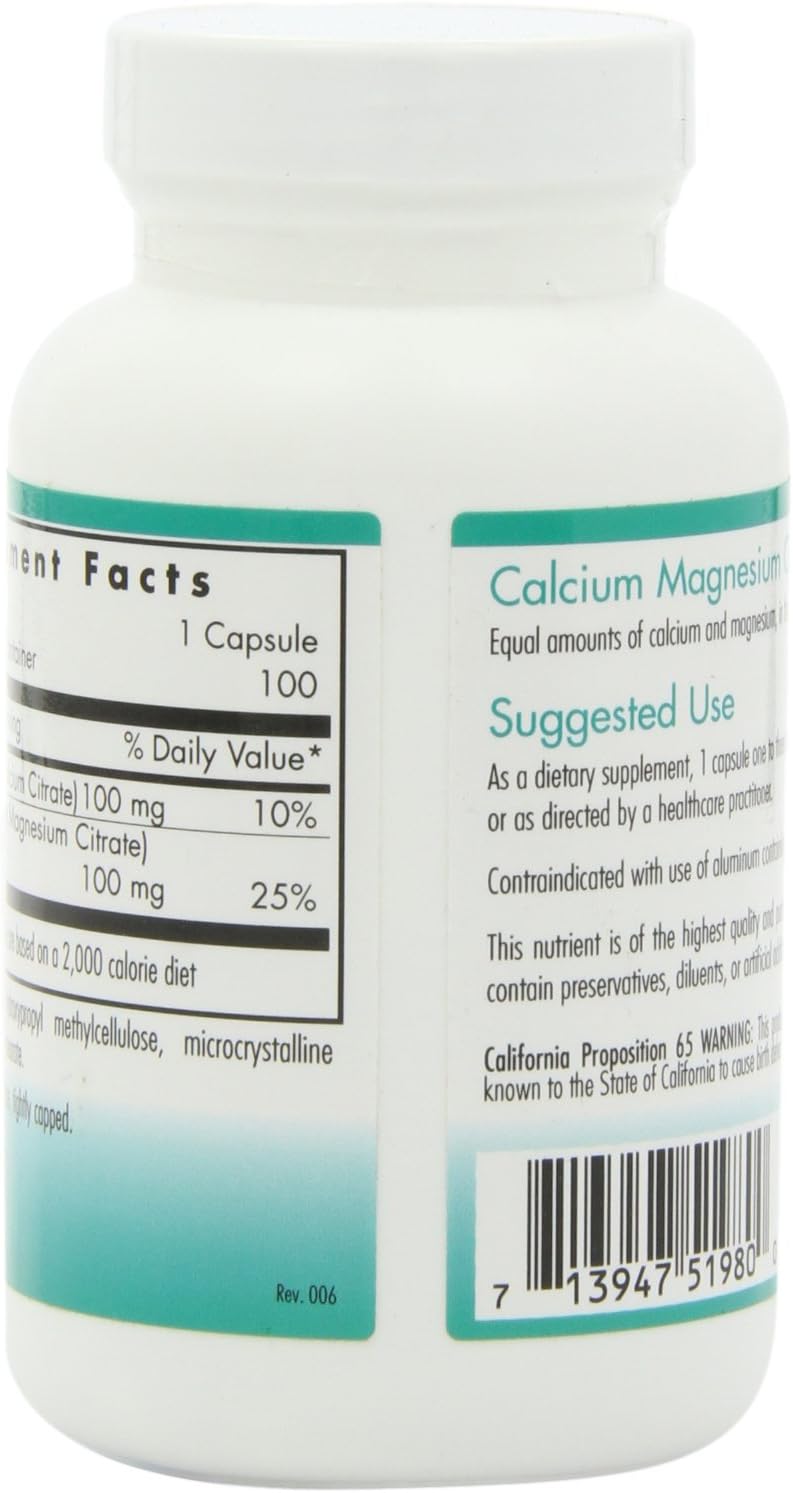 Nutricology Calcium Magnesium Citrate, Vegicaps, 100-Count