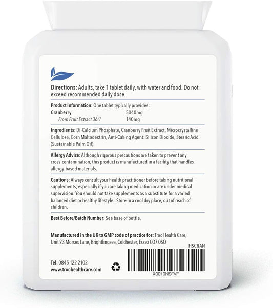 Cranberry Supplement 5040 Mg 90 Vegan Tablets - One Easy Swallow Table5.03 Grams