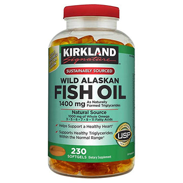 Kirkland Signature Kirkland Signature Wild Alaskan Fish Oil 1400 mg Dietary Supplement (Netcount 230 Soft Gels),, 230Count