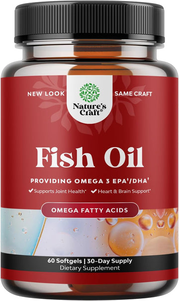 Omega 3 Fish Oil Supplement - EPA DHA Fish Oil Omega 3 Supplement with Immune Booster Brain Vitamins - Burpless Fish Oil