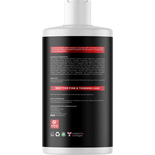 Ultra Biotin Shampoo for Thinning Hair - Extra Strength Volumizing Shampoo for Men and Women with Keratin Argan and Rosemary Essential Oil - Sulfate Free Shampoo Biotin Formula for Hair and Scalp Care