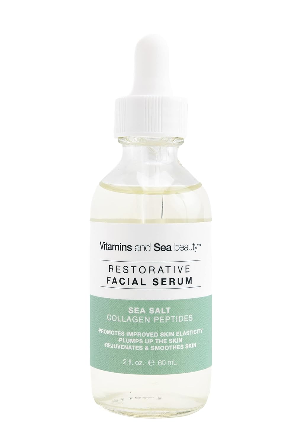 Vitamins and Sea Beauty Sea Salt and Collagen Peptides Serum, Anti-Aging Firming, Plumping, Smoothing Face Serum for Fine Lines and Wrinkles, Sagging Skin, 2