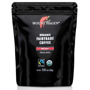 Mount Hagen Organic Freeze Dried Instant Coffee | Eco-friendly Instant Coffee, Medium Roast Arabica Beans | Organic, Fair-Trade, Freeze-Dried Instant Coffee in Resealable Pouch Bag