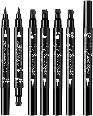 QIC Eyeliner Liquid Eyeliner Pencil Long Lasting Magnetic Eyelashes Double Head Liquid Eyeliner Cosmetics Eye Beauty Supplies Tool with Cute Stamp for Girls Women Gifts