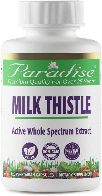 Paradise Herbs Milk Thistle, Active Whole Spectrum Extract, Vegan, Non