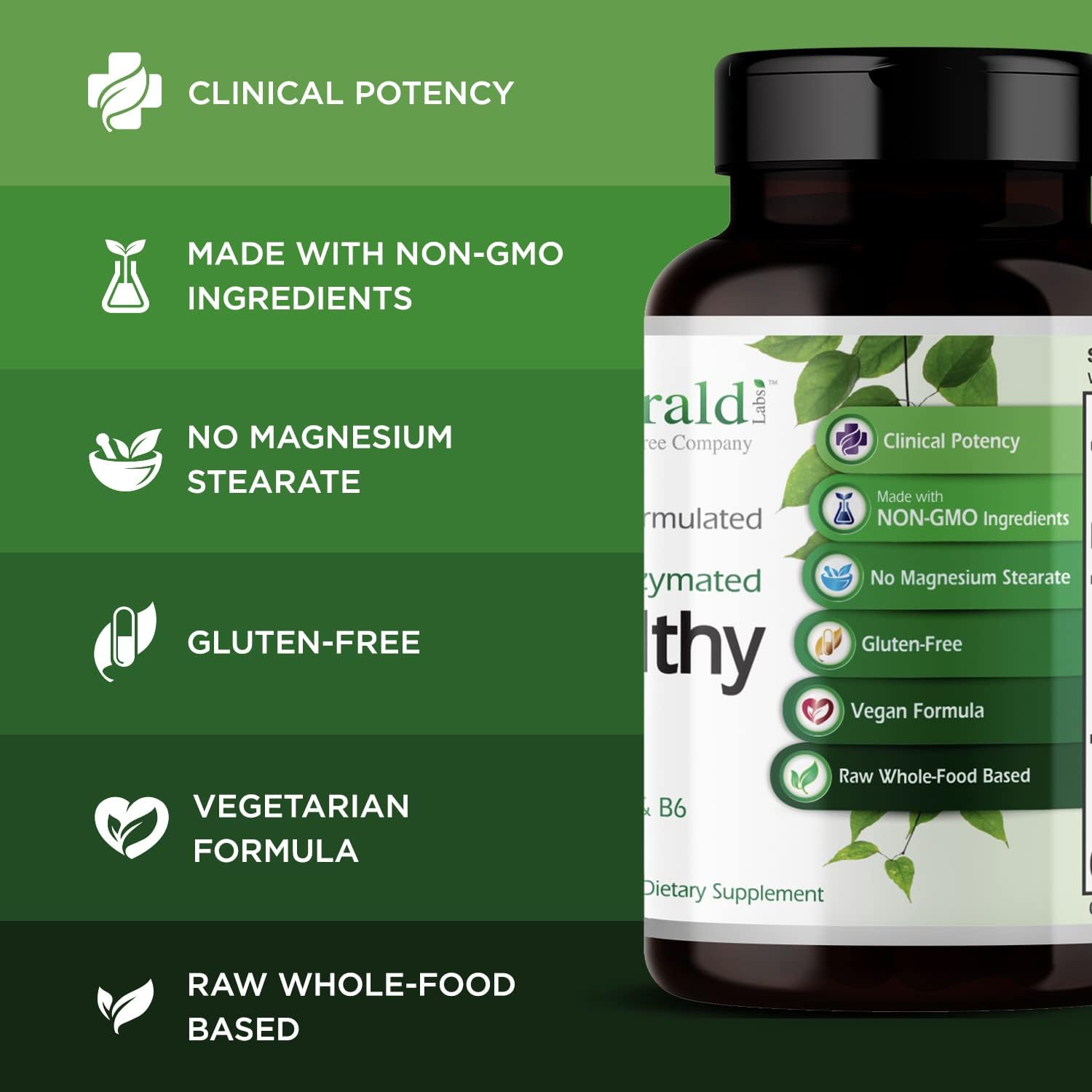 Emerald Labs B-Healthy - with L-5 Methyltetrahydrofolate (5-MTHF) Coen