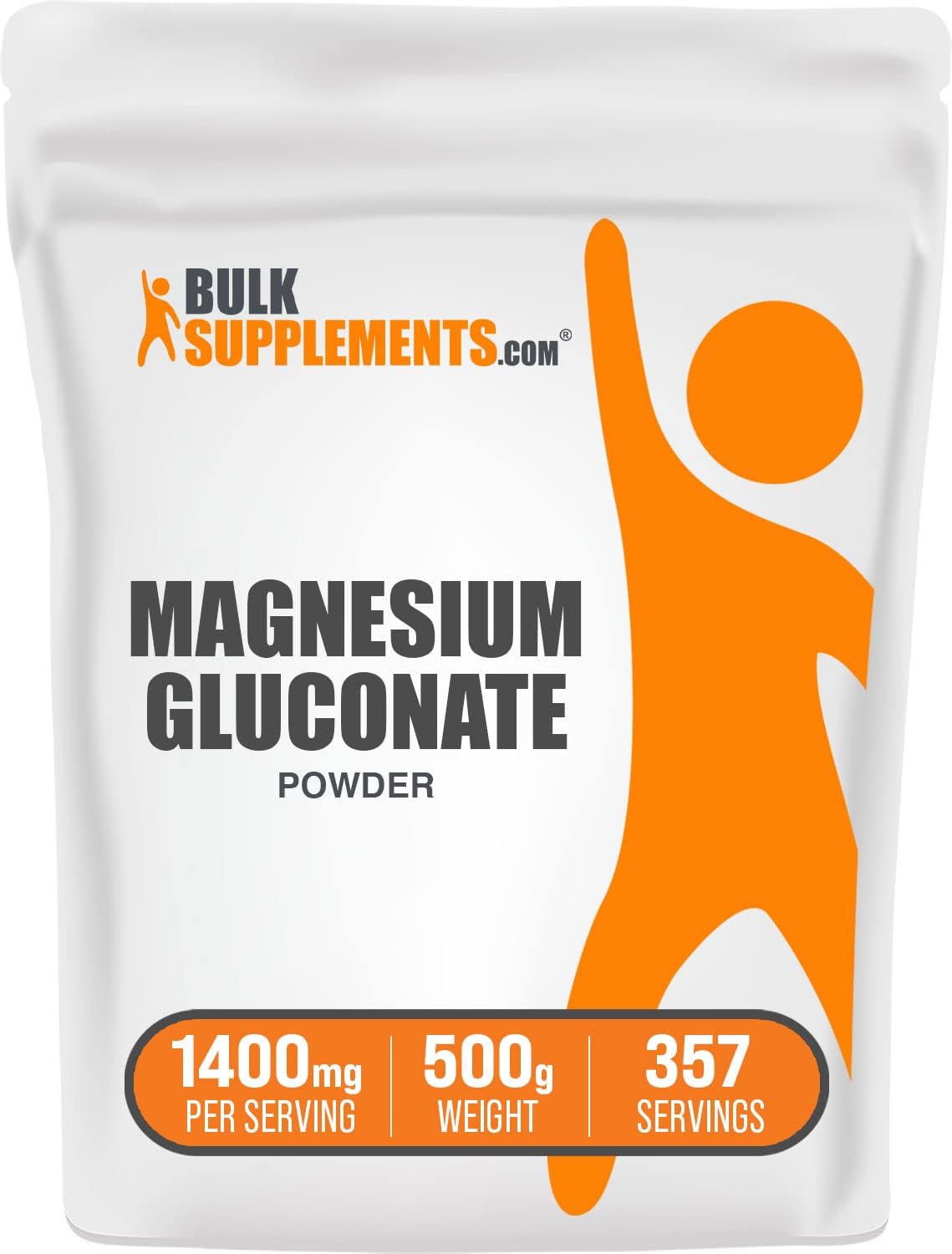 BulkSupplements.com Magnesium Gluconate Powder - Magnesium Supplement, Magnesium Gluconate Supplement - Gluten Free, 140