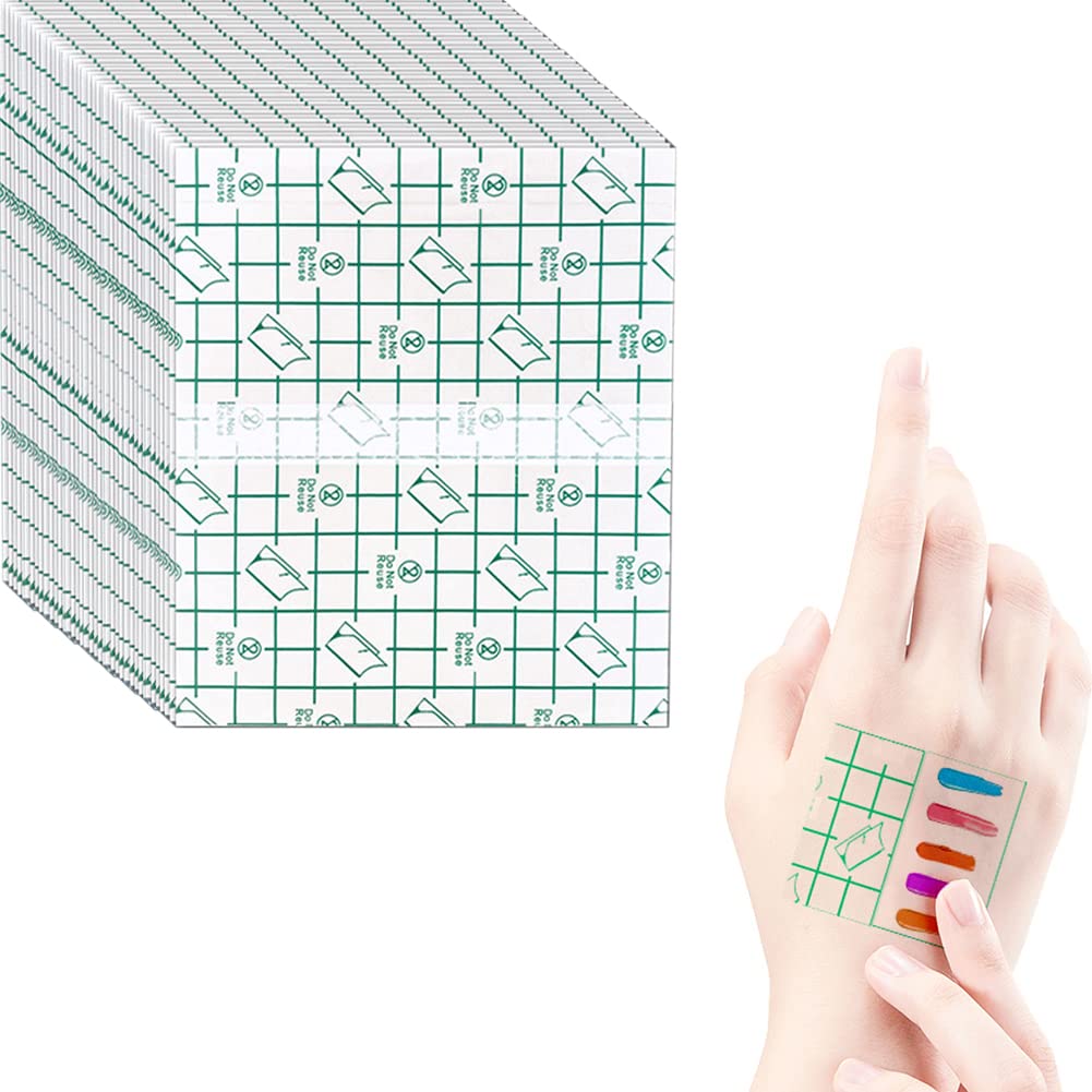 Bling Toman Makeup Palettes, Single Use Hand Palette Disposable Foundation Mixing Palette Nail-Art Palettes Cosmetic Combination Palette Clear Makeup Tape for Women Girls (3.2 x 3.2 Inch) (50 Pcs)