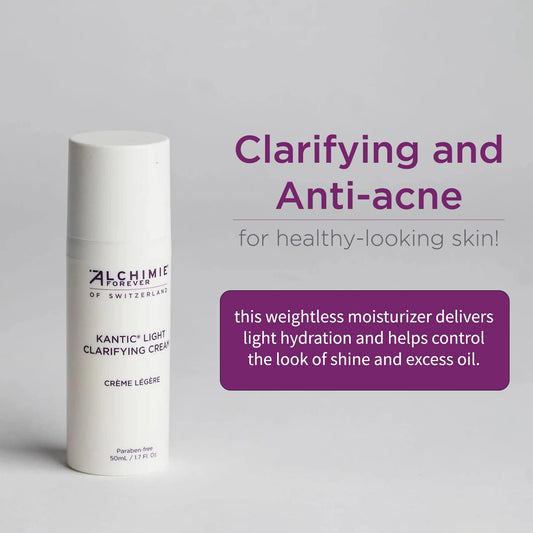 Alchimie Forever Kantic Light Clarifying Cream | Gel-Cream Facial Moisturizer with Rosemary and Jojoba I Promotes the Appearance of Clear, Blemish-Free, Healthy-Looking Skin I Light Hydration, Sebum and Shine Control, Anti-Aging Benefits | 1.7