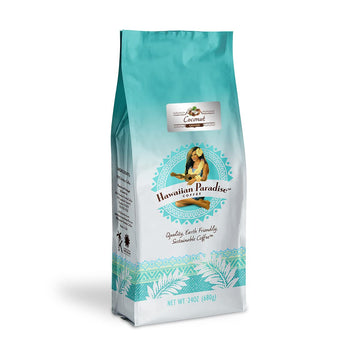 Hawaiian Paradise Coffee Coconut Flavored Ground Coffee Bag, 100% Arabica - Premium Rich Flavored, Finest Beans, Sustainably Grown & Roasted in Hawaii, USA