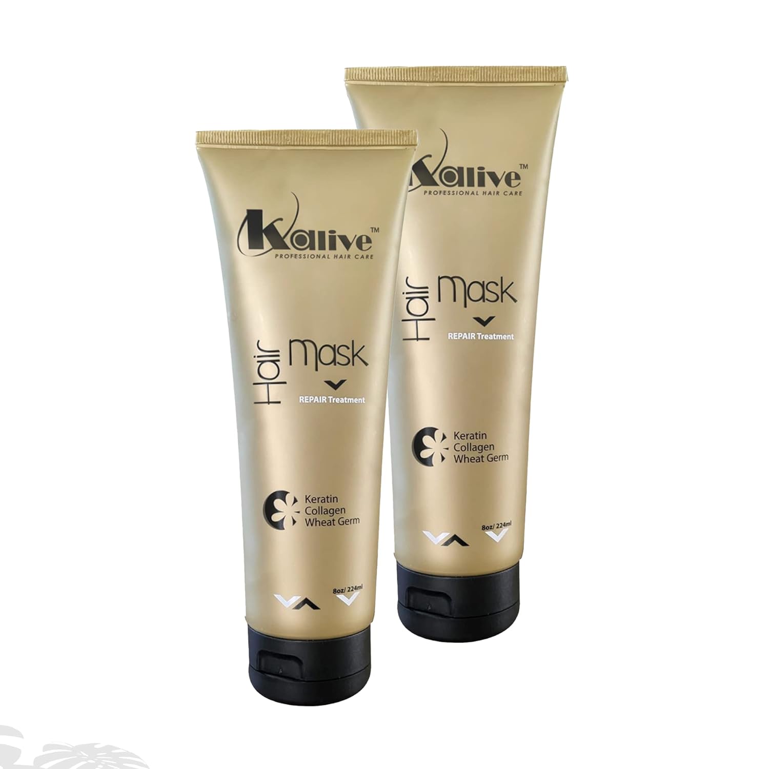KALIVE Hair Mask for Deep Hydration & Repair - 8 oz. Keratin, Collagen & Wheat Germ - Hair Care Products for Dry, Damaged Hair. (Pack of 2)