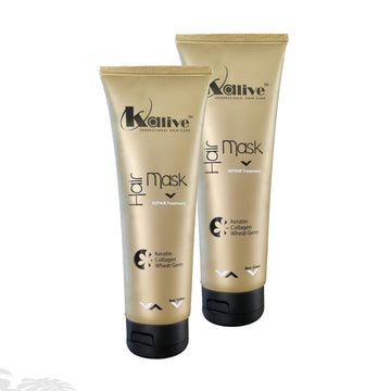 KALIVE Hair Mask for Deep Hydration & Repair - 8 oz. Keratin, Collagen & Wheat Germ - Hair Care Products for Dry, Damaged Hair. (Pack of 2)