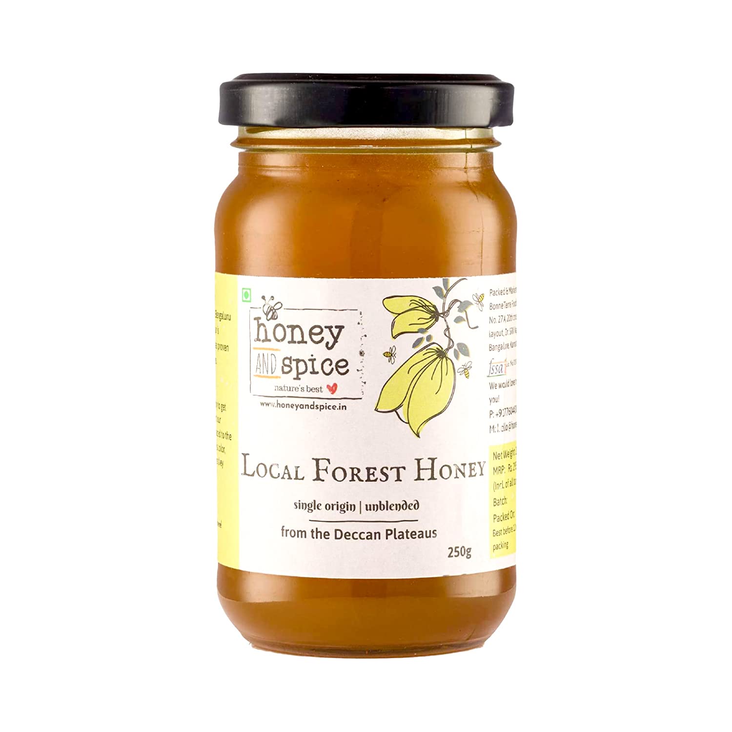 Honey and Spice Local Honey, Bold Earthy Flavour with Slight Floral Aftertaste & Aroma, Dark Brown, With No Added Sugar