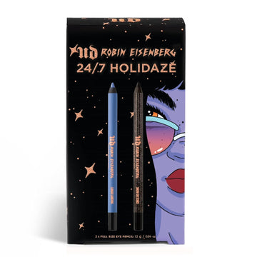 URBAN DECAY Robin Eisenberg 24/7 Holidaze Eyeliner Pencil Holiday Gift Set - Includes 2 Exclusive Shades in Lunar Landing (Periwinkle Matte) & Snow and Stars (Black Glitter) - Cruelty Free & Vegan