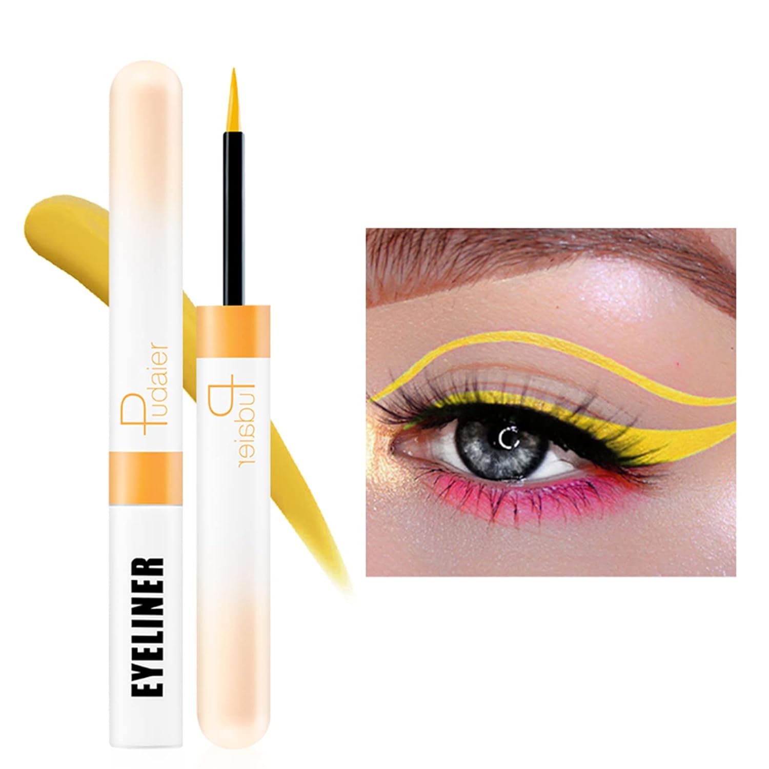 Espoce Liquid Eyeliner, Yellow Eyeliner Liquid Liner Quick-Drying, Ultra-Fine Long-lasting Colored Eyeliners High-pigmented Colorful Eyeliners for Eye Makeup 0.12  (Yellow)