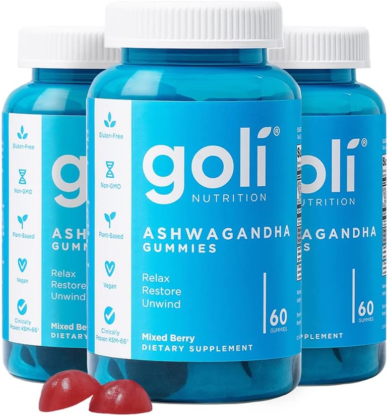 Goli Ashwagandha & Vitamin D Gummy - 180 Count - Mixed Berry, KSM-66,
