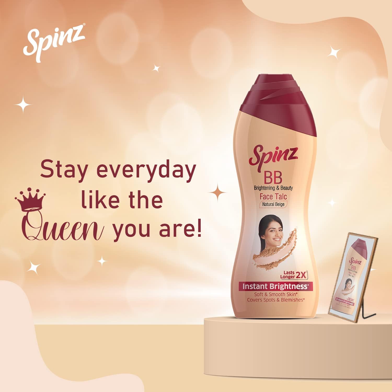Spinz BB Talc, instant glow cover spots & blemishes 100g