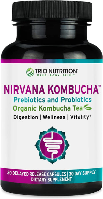 Trio Nutrition Nirvana Kombucha | Prebiotics, Probiotics & Organic Kom4.8 Ounces