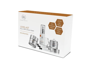 HL Holy Land Cosmetics Juvelast Home Regimen Kit 3 pc. | Rich Nourishing Serum 30, Active Dat Cream 50 , Intensive Night Cream 50