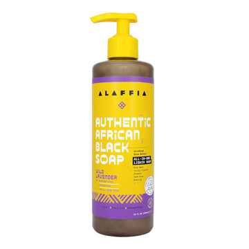 Alaffia Skin Care, Authentic African Black Soap, All in One Body Wash, Face Wash, Shampoo & Shaving Soap with Fair Trade Shea Butter, Wild Lavender 16