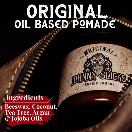 Johnny Slicks Original Oil Based Pomade - Organic Hair Pomade for Men with Low to Medium Hold - Promotes Healthy Hair Growth and Helps Hydrate Dry Skin - (4 )