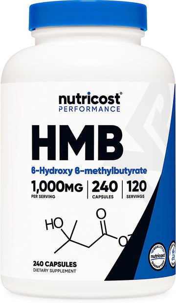 Nutricost HMB (Beta-Hydroxy Beta-Methyutyrate) 1000mg (240 Capsules) - 500mg Per Capsule, 120 Servings - Gluten Free and Non-GMO