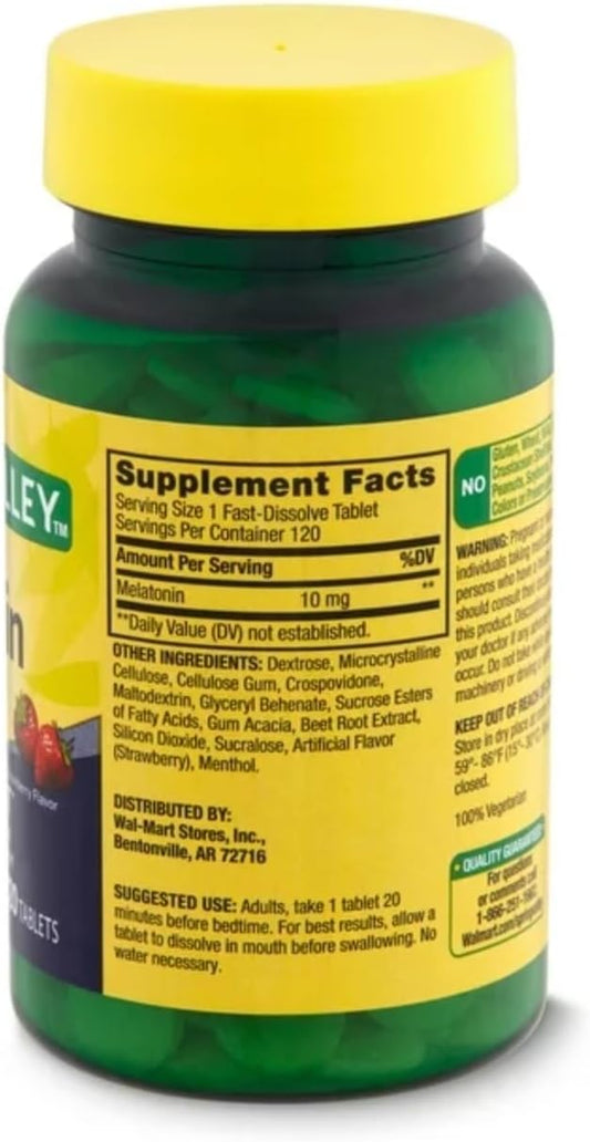 Spring Valley Fast-Dissolve Melatonin, 10 Mg, 120 Tablets By Spring Va