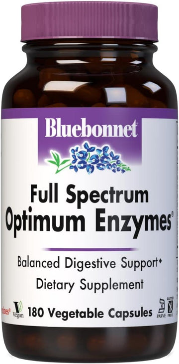 Bluebonnet Full Spectrum Optimum Enzymes Vegetarian Capsules, 180 Coun10.4 Ounces