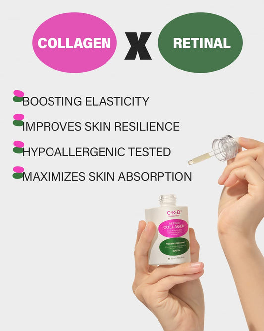 CKD Retino Collagen Small Molecule 300 Collagen Pumping Ampoule, Dual Function Face Ampoule for Wrinkle Care and Tone Correction, Anti-aging Serum to Improve Skin Density, Resilience & Firmness, 1.01 .