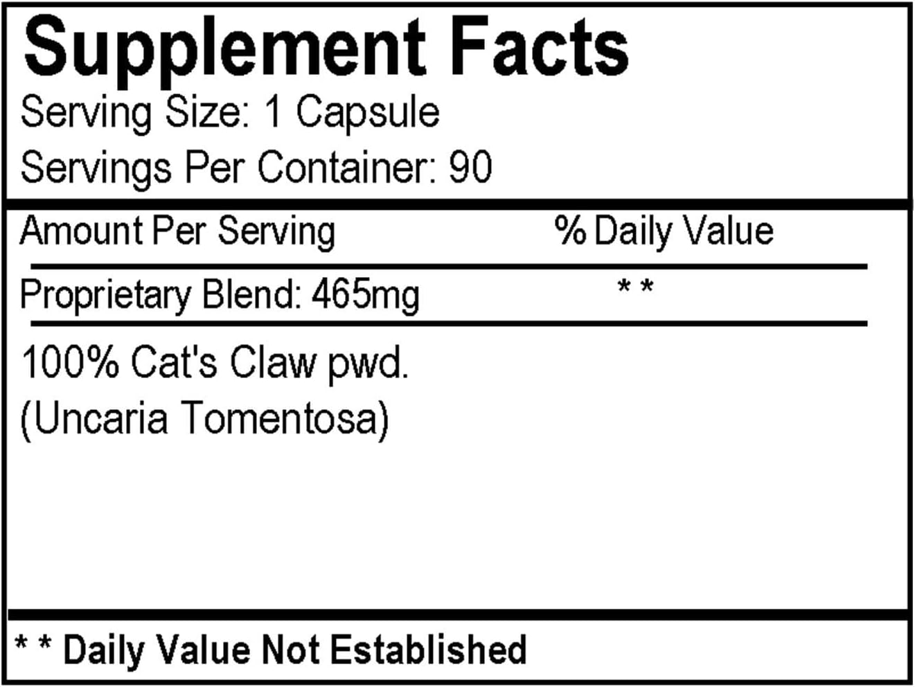 Herb Emporium Cat's Claw 90 Capsules (465mg) Herbal Supplement
