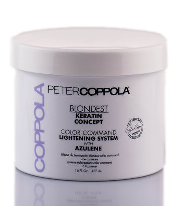 Peter Coppola Blondest Bleach Powder for Hair -Keratin Concept Color Command Lightening System with Azulene - Salon Professional Quality Hydrating Gentle Hair Lightener with Purple Toning Effect, 16