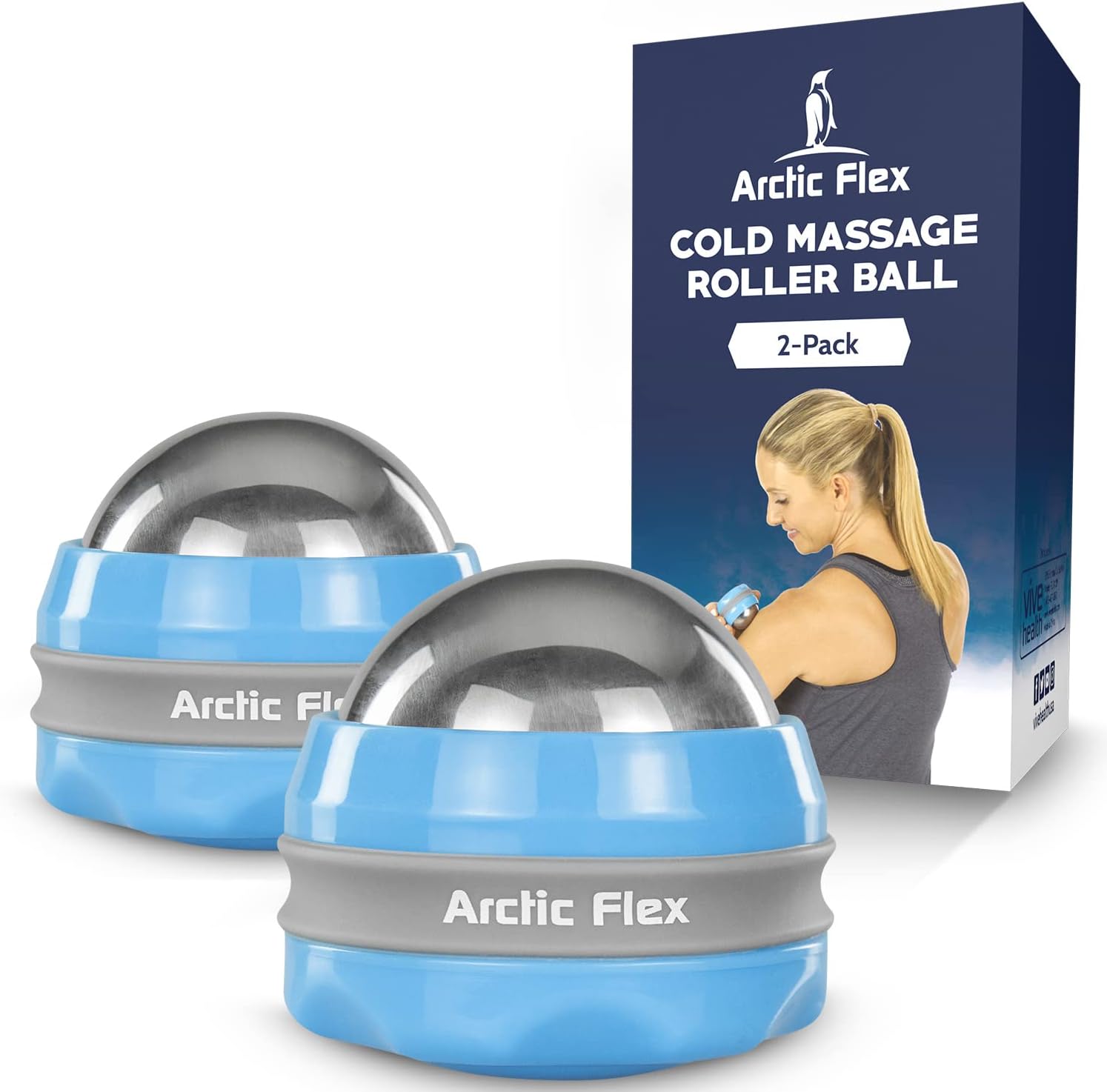 Arctic Flex Cold Massage Roller Ball (2 Pack) - Cryoball Massage Hand