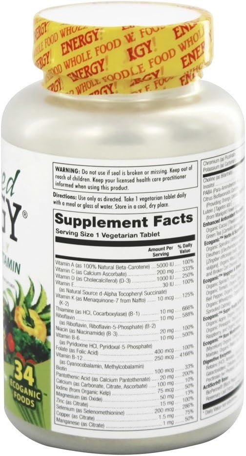 KAL Enhanced Energy Supplements, Once Daily Whole Food Multivitamin fo