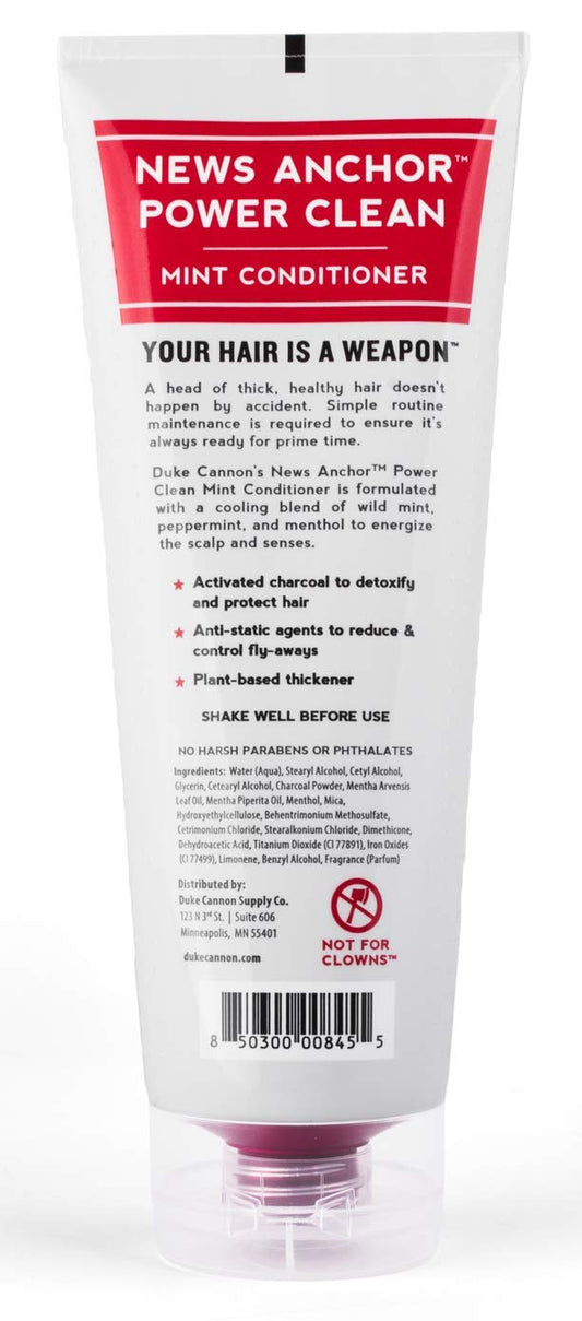 Duke Cannon Supply Co. - News Anchor Power Clean Conditioner, Energizing Blend (8 ) Mens Formulated Hair Conditioner With Invigorating Scent - Menthol & Peppermint Oil Scented