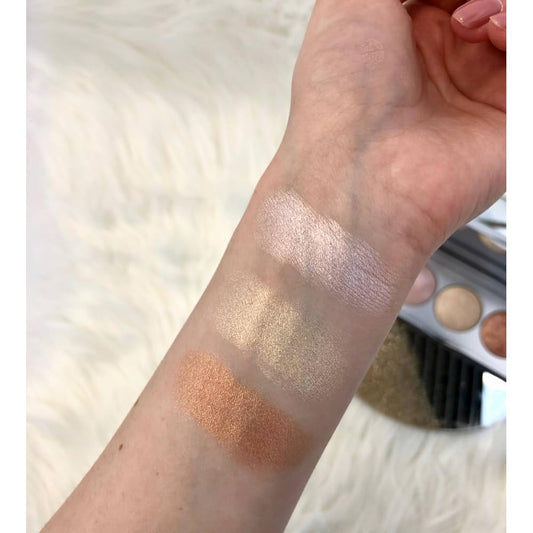 Golden Rose Strobing Highlighter Palette - Three Shimmering, Sparkling, Universal Shades - Illuminating, Lightweight
