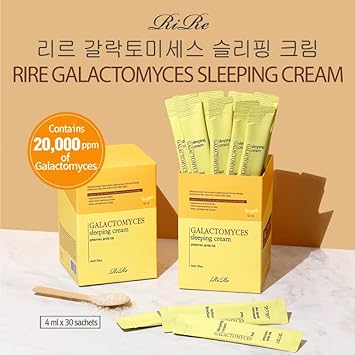 RiRe Galactomyces Sleeping Night Cream, 4 / 0.136 x 30ea | 20,000 PPM of Galactomyces Ferment Filtrate, Cruelty Free, Plant Derived Extracts