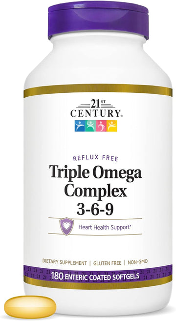 21st Century Triple Omega Complex 3 6 9 Enteric Coated Softgels, 180 Count Bottle (22875)