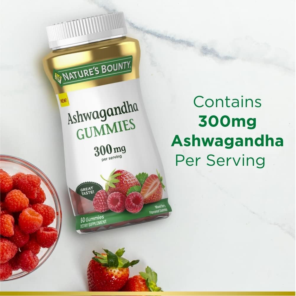 Nature's Bounty Ashwagandha Gummies, 300mg KSM-66 Ashwagandha Extract,