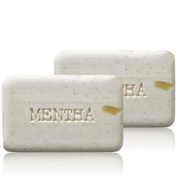 C.O. Bigelow Mentha Exfoliating Bar Soap, No. 1413, 7 , Exfoliating Body Scrub Soap with Peppermint Oil & Walnut Powder to Gently Cleanse and Smooth Dry, Rough Skin, Pack of 2
