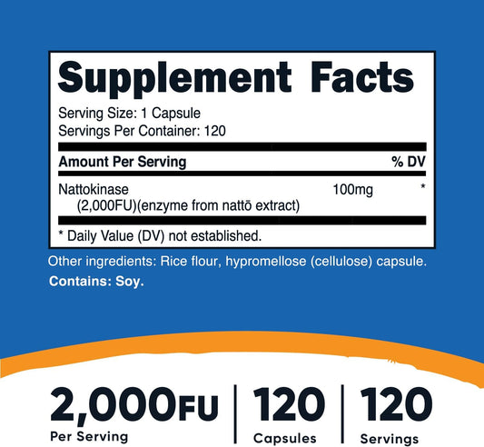 Nutricost Nattokinase 2,000FU, 120 Capsules - Gluten Free, Non-GMO, Vegetarian Friendly