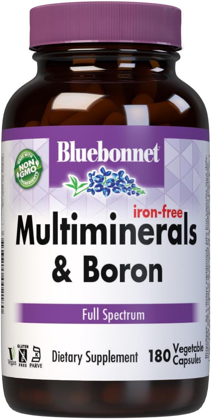 BlueBonnet Multi Minerals Plus Boron No Iron Vegetarian Capsules, 180