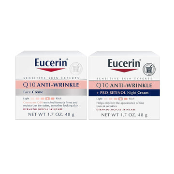 Eucerin Q10 Anti Wrinkle Face Cream Bundle, Day Cream and Night Cream For Face, 1.7  (Pack of 2)